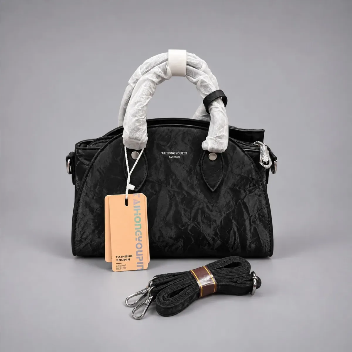 Textured Handbag with Shoulder Strap