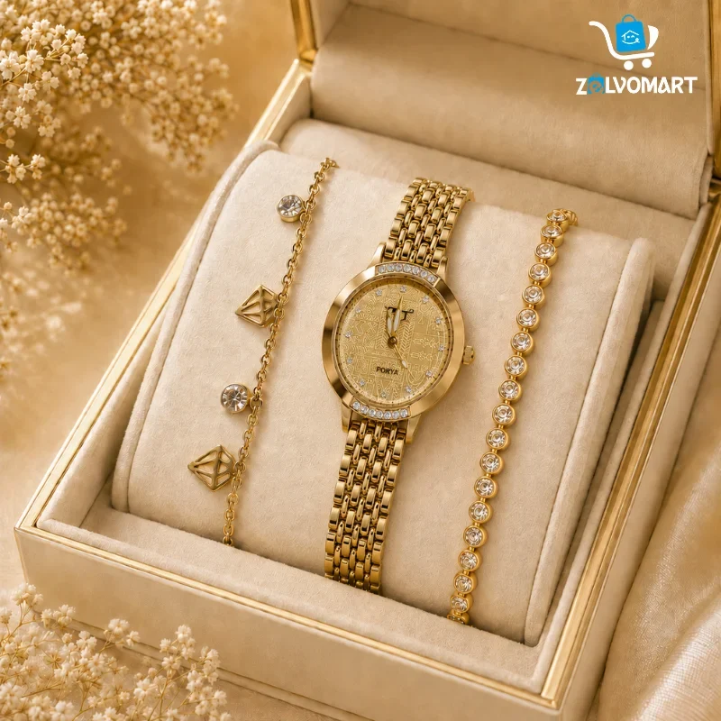 Watch and charm bracelet gift set with box